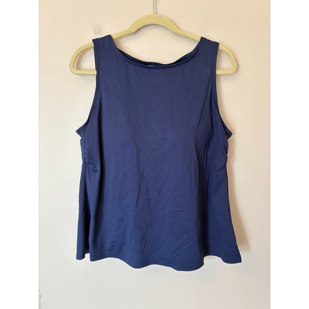 Lands End High Neck Navy Blue Tankini Top Modest Women's Size 16W